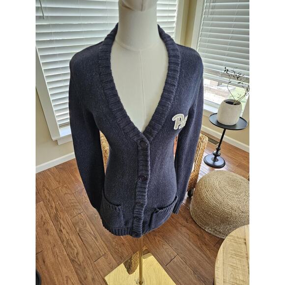 Bruzer Renu Women's Pittsburgh University Cardigan Sweater Size S EUC Navy - Picture 3 of 13